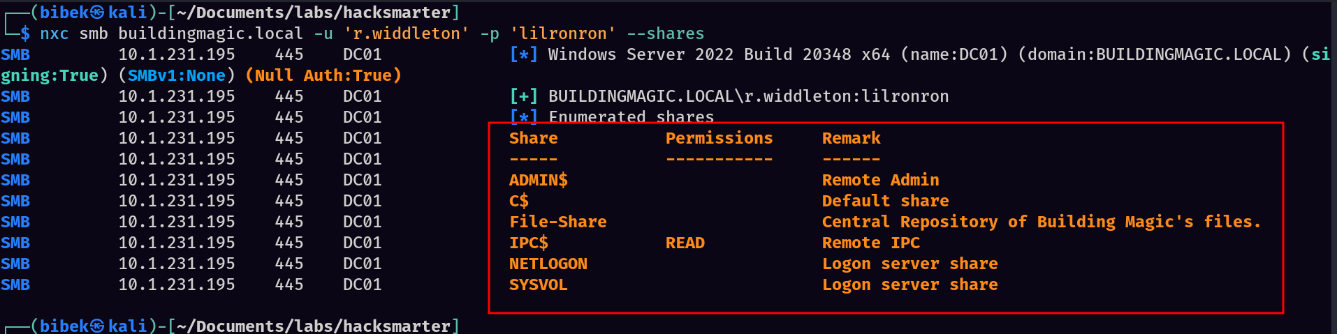 SMB shares enumeration