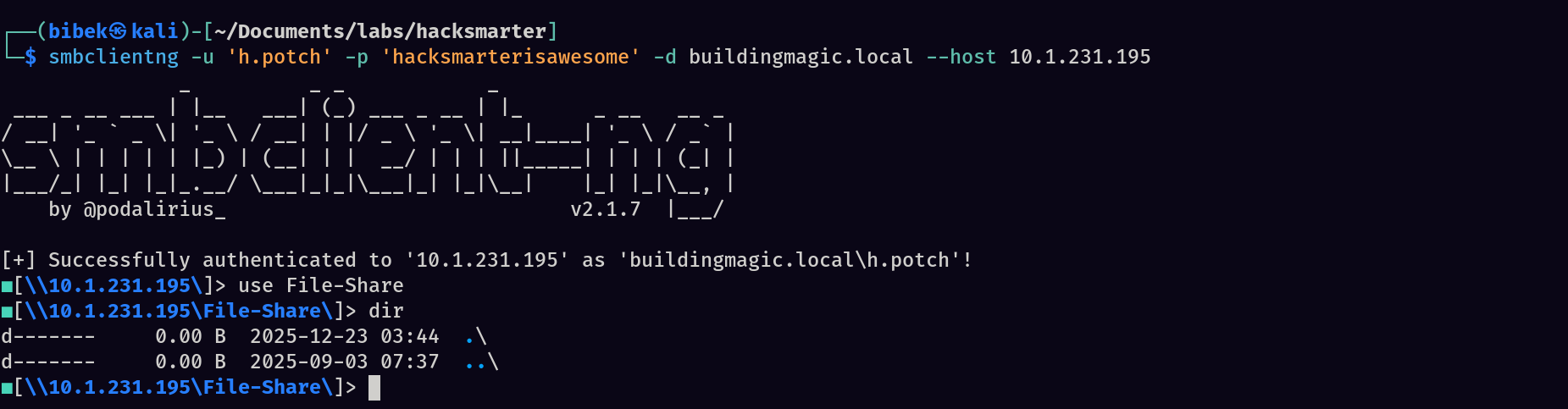 smbclient-ng - empty share